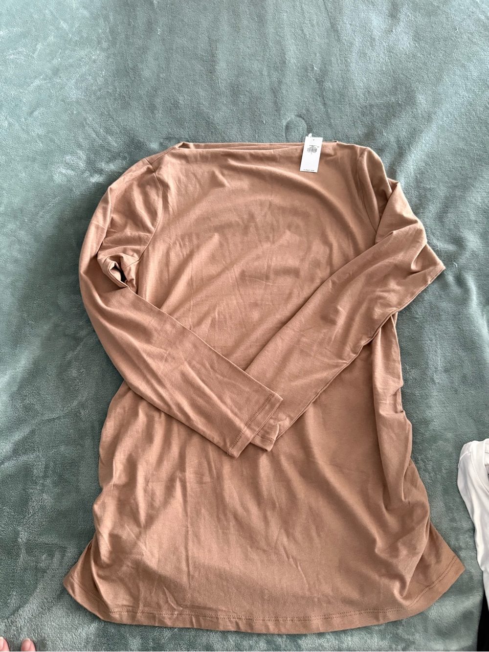 Women’s maternity Long Sleeve Boatneck Top in Camel